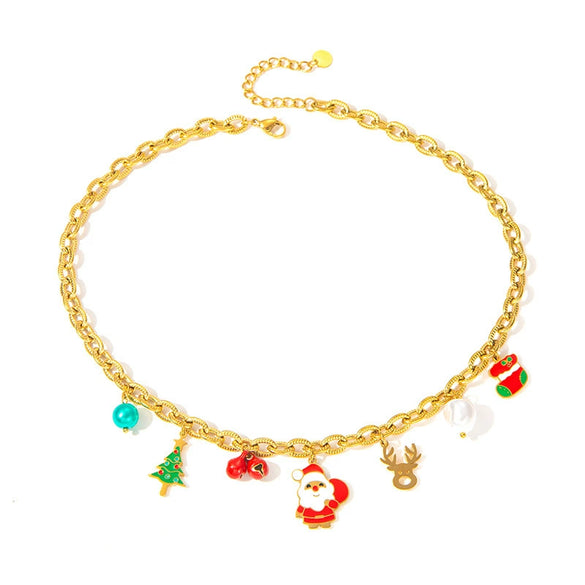 Jewelry Set Titanium Steel Christmas Cartoon Element Electroplating For Women