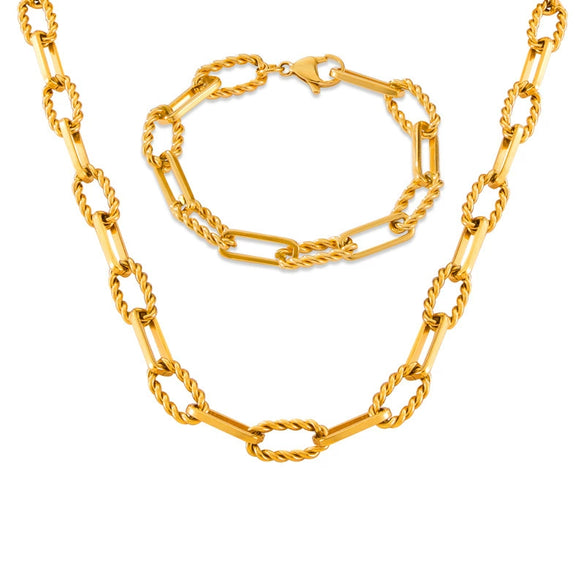 Jewelry Set 316L Stainless Steel Geometric Shaped Chain Electroplating Hiphop Trendy