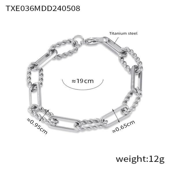 Jewelry Set 316L Stainless Steel Geometric Shaped Chain Electroplating Hiphop Trendy