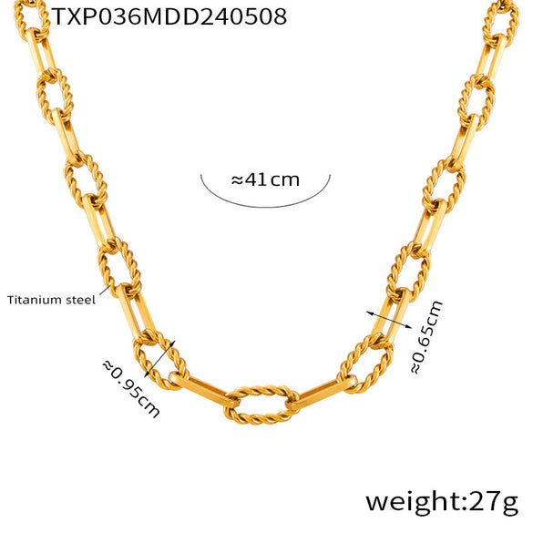 Jewelry Set 316L Stainless Steel Geometric Shaped Chain Electroplating Hiphop Trendy