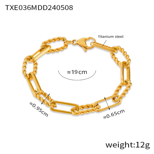 Jewelry Set 316L Stainless Steel Geometric Shaped Chain Electroplating Hiphop Trendy