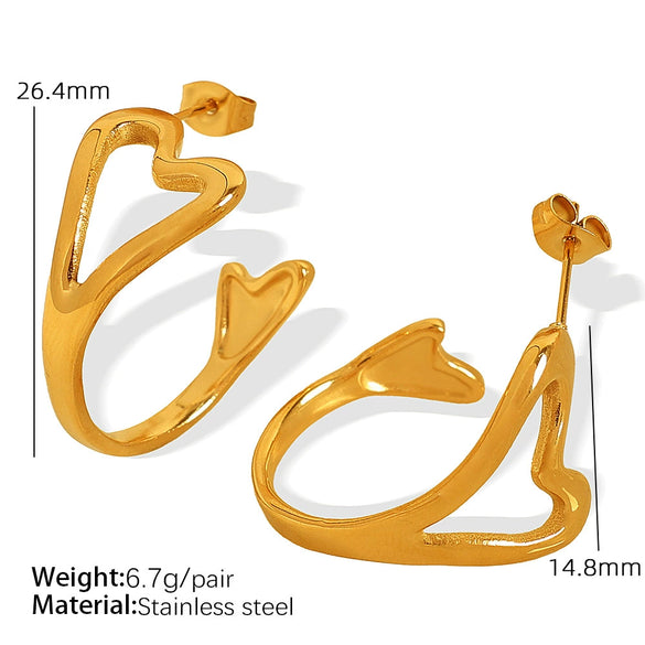Jewelry Set 316L Stainless Steel Heart Cut Out Love Water Drop Bell Pattern Electroplated