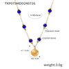 Jewelry Set 316L Stainless Steel 18K Gold Plated Starfish Shell Pendant Blue Crystal For Women