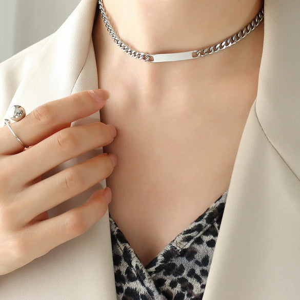 Jewelry Set Titanium Steel 18K Real Gold Plated Geometric Hiphop Heavy Industry Style Cuban Chain Bracelet Necklace