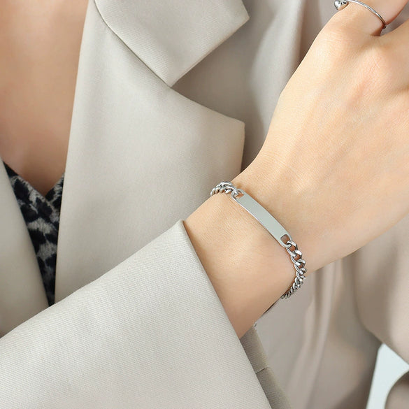 Jewelry Set Titanium Steel 18K Real Gold Plated Geometric Hiphop Heavy Industry Style Cuban Chain Bracelet Necklace