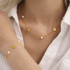 Jewelry Set Titanium Steel Natural Freshwater Pearl Cut Out Flower With Stars Sun And Moon Clouds Universe Electroplated