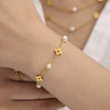 Jewelry Set Titanium Steel Natural Freshwater Pearl Cut Out Flower With Stars Sun And Moon Clouds Universe Electroplated
