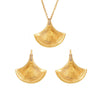 Jewelry Set With Fanshaped Shell Zircon Pendant Necklace And Earrings Cold Style 316L Stainless Steel Material Electroplating Process