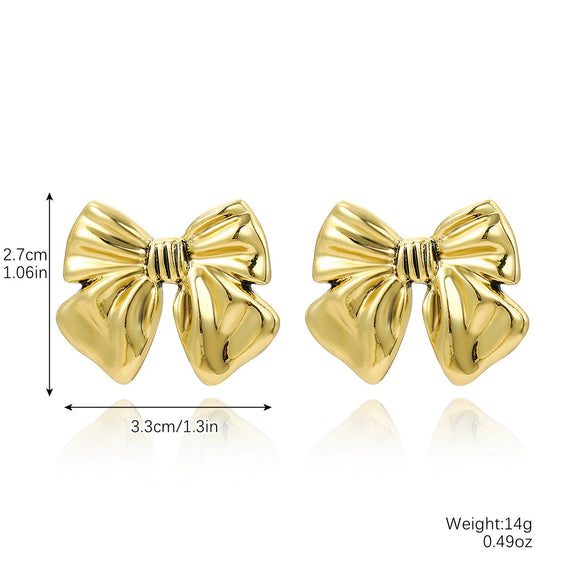 Jewelry Set With Imitation Pearl Beaded Bow Electroplated