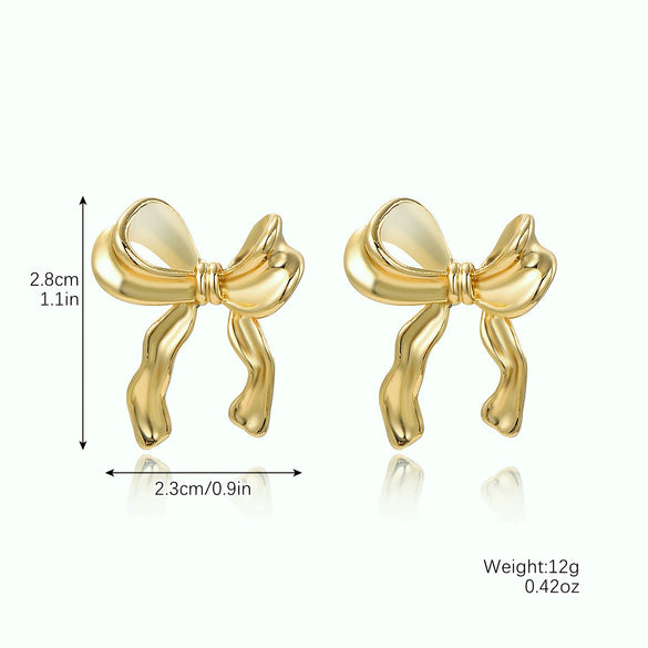 Jewelry Set With Imitation Pearl Beaded Bow Electroplated