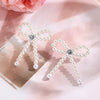 Jewelry Set With Imitation Pearl Beaded Bow Electroplated