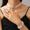 Jewelry Set With Imitation Pearls Square Pattern For Women