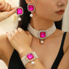 Jewelry Set With Imitation Pearls Square Pattern For Women