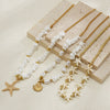 Jewelry Shell Beaded Clavicle Chain Alloy Imitation Pearl Geometric Starfish Electroplated Necklace For Women