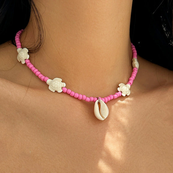 Jewelry Shell Plastic Resin Geometric Star Handmade Ball Chain Women's Necklace