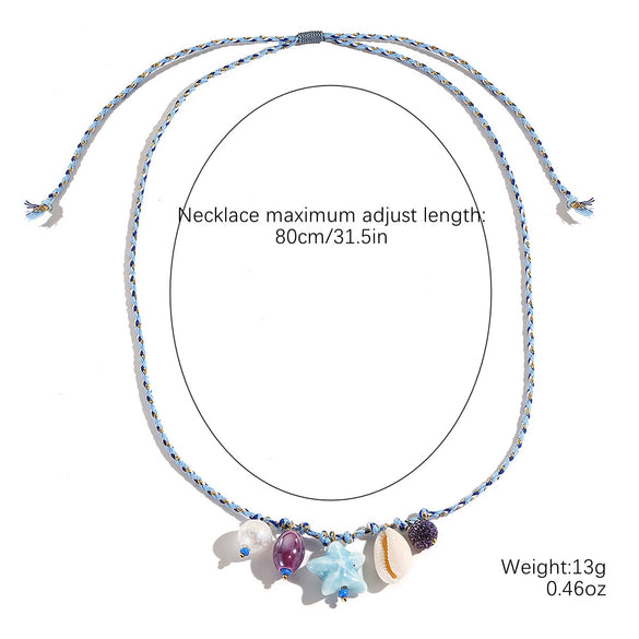 Jewelry Shell Starfish Ceramic Small Fish Pendant Hand Knitted Minimalist Women's Clavicle Chain Necklace
