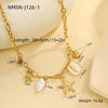 Jewelry Shell Starfish Geometric Stainless Steel 18K Electroplated Necklace Bracelet Set For Women