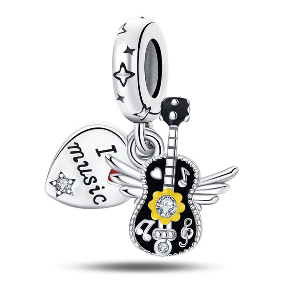 Jewelry Shrimp Leather Single Headphone Recording With Guitar Saxophone Pendant Silver Plated Dripping Oil