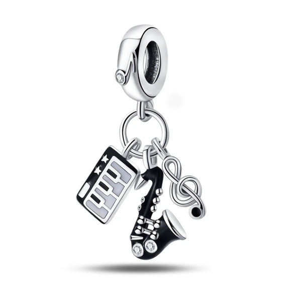 Jewelry Shrimp Leather Single Headphone Recording With Guitar Saxophone Pendant Silver Plated Dripping Oil