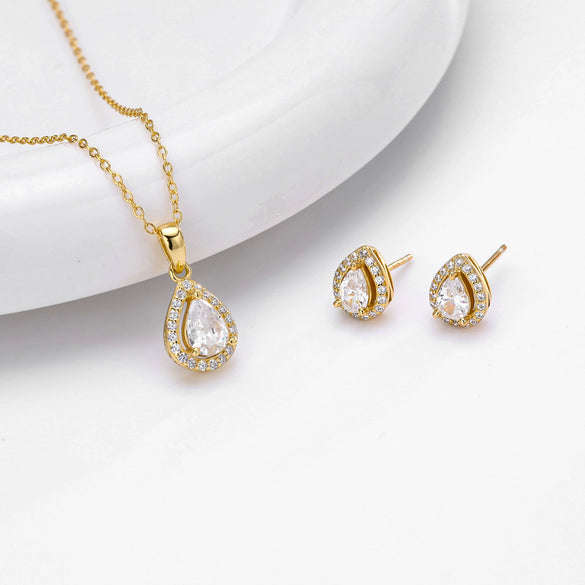 Jewelry Silver Doublelayer Pendant Earrings And Necklace Light Luxury Ochain Electroplating