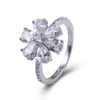 Jewelry Silver Drop Pearshaped Flower Snowflake Ring Electroplated Unisex