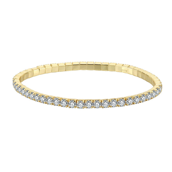 Jewelry Silver Geometric Round Zircon Tennis Bracelet Single Row Elastic Rope Electroplating Hiphop Style