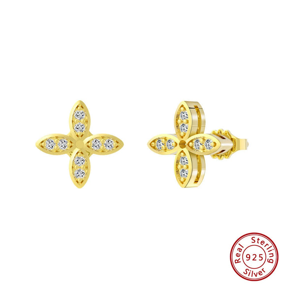 Jewelry Silver 925 Geometric Style Windmill Stud Earrings With Diamond For Women