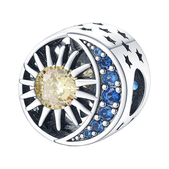 Jewelry Silver Plated Dripping Oil Inlaid Zircon Star Moon Round Beaded Pendant