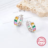 Jewelry Silver 925 Retro Elegant Rectangle Pattern Inlay Zircon Earring Ring Set