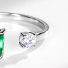 Jewelry 925 Silver Ring Inlaid Cultured Emerald Geometric Simple Fashion