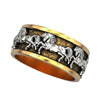 Jewelry Silver Ring With Galloping Wild Horse Geometric Pattern Electroplated