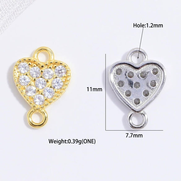 Jewelry Silver 925 Sterling Heartshaped Zirconia Double Pendant