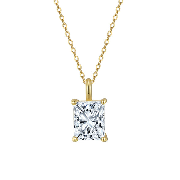 Jewelry Silver Zircon Geometric Square Necklace For Women Electroplated O Word Chain