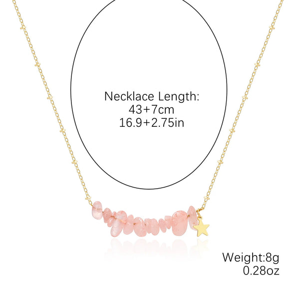 Jewelry Simple Exquisite Women's Allmatch Natural Stone Pendant Necklace With Geometric Style And Ball Chain Electroplated