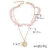 Jewelry Simple Exquisite Women's Allmatch Natural Stone Pendant Necklace With Geometric Style And Ball Chain Electroplated