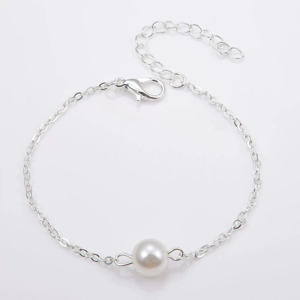 Jewelry Simple Fashion Single Imitation Pearl Chain Bracelet Lady Bracelet