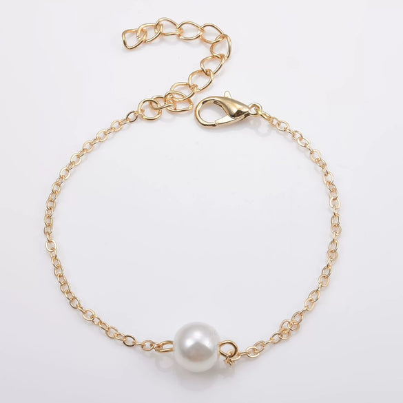 Jewelry Simple Fashion Single Imitation Pearl Chain Bracelet Lady Bracelet