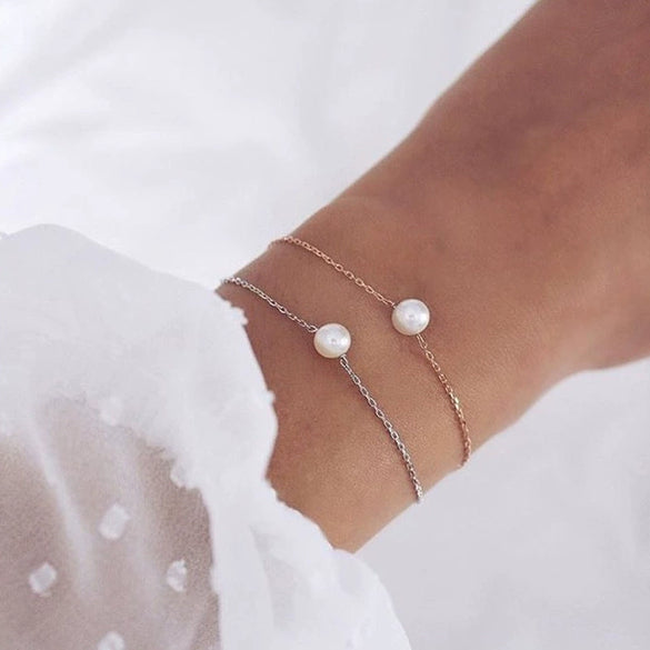 Jewelry Simple Fashion Single Imitation Pearl Chain Bracelet Lady Bracelet