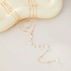 Jewelry Simple Geometric Imitation Pearl And Copperclad Iron Beaded Clavicle Chain Yshaped Necklace With Electroplating