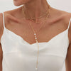 Jewelry Simple Geometric Imitation Pearl And Copperclad Iron Beaded Clavicle Chain Yshaped Necklace With Electroplating