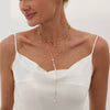 Jewelry Simple Geometric Imitation Pearl And Copperclad Iron Beaded Clavicle Chain Yshaped Necklace With Electroplating