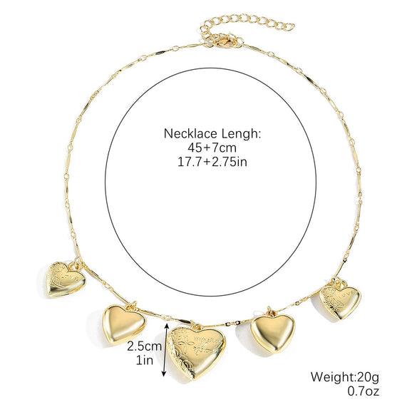 Jewelry Single Layer Multi Pendant Love Necklace Zinc Alloy Heart Shape Flower Geometric Electroplating For Women