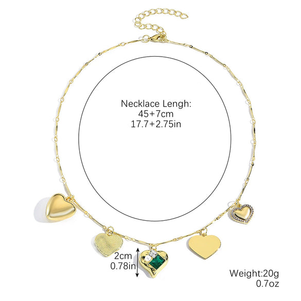 Jewelry Single Layer Multi Pendant Love Necklace Zinc Alloy Heart Shape Flower Geometric Electroplating For Women