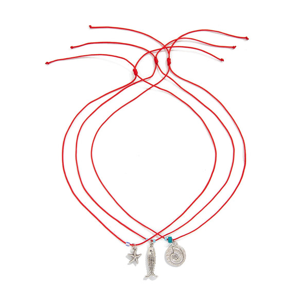 Jewelry Small Fish Shell Pendant Clavicle Chain Stacked Wear Rice Beads Alloy Animal Zodiac Electroplated Necklace For Women