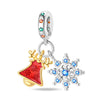Jewelry Snowflake Christmas Tree Bell Socks Charm Bead Pendant 925 Sterling Silver Dripping Oil Original Design Festival Elements