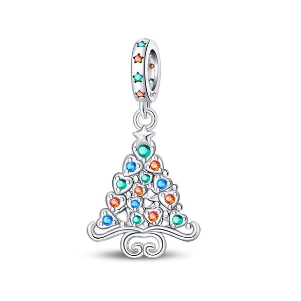 Jewelry Snowflake Christmas Tree Bell Socks Charm Bead Pendant 925 Sterling Silver Dripping Oil Original Design Festival Elements