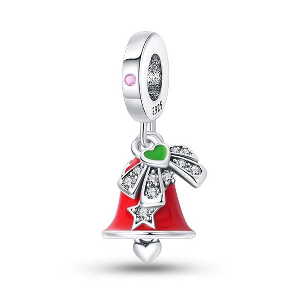 Jewelry Snowflake Christmas Tree Bell Socks Charm Bead Pendant 925 Sterling Silver Dripping Oil Original Design Festival Elements