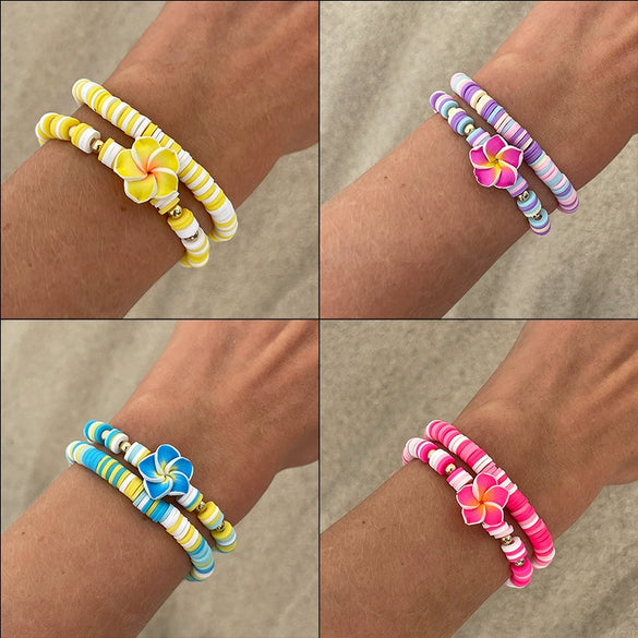 Jewelry Soft Ceramic Bracelet Handmade With Fivepetal Flower Shell Pendant