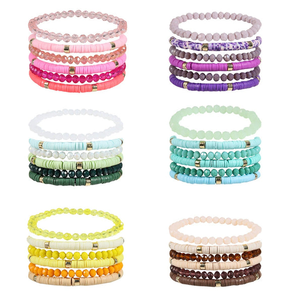 Jewelry Soft Pottery Crystal Beaded Bohemian Geometric Bracelet