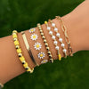 Jewelry Soft Pottery Imitation Pearl Ccb Alloy Rhinestone Dripping Oil Geometric Hip Hop Style Round Bead Chain Bracelet With Pig Nose Buckle Electroplated